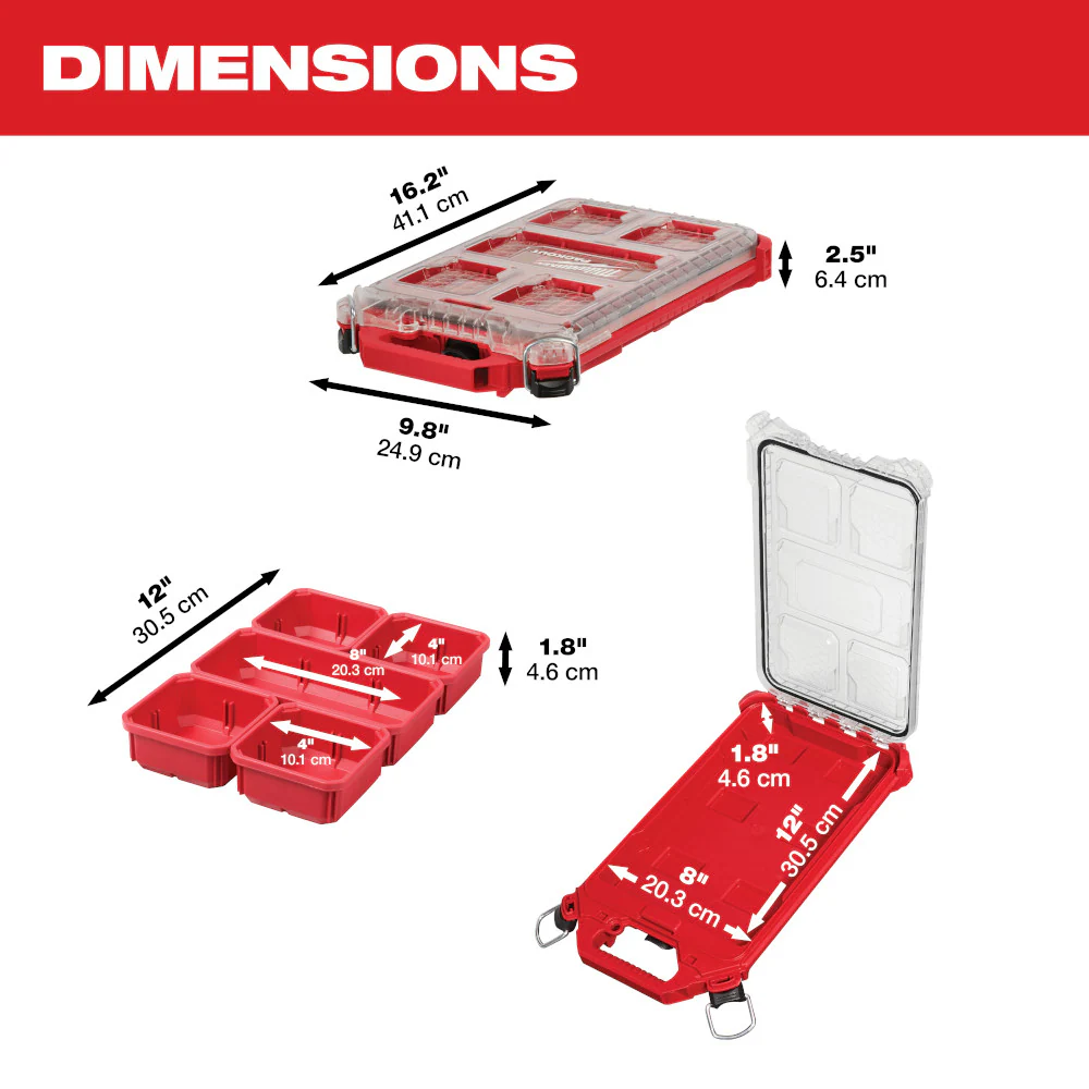 Milwaukee 48-22-8436 PACKOUT 5-Compartment Low-Profile Compact Small Parts Organizer