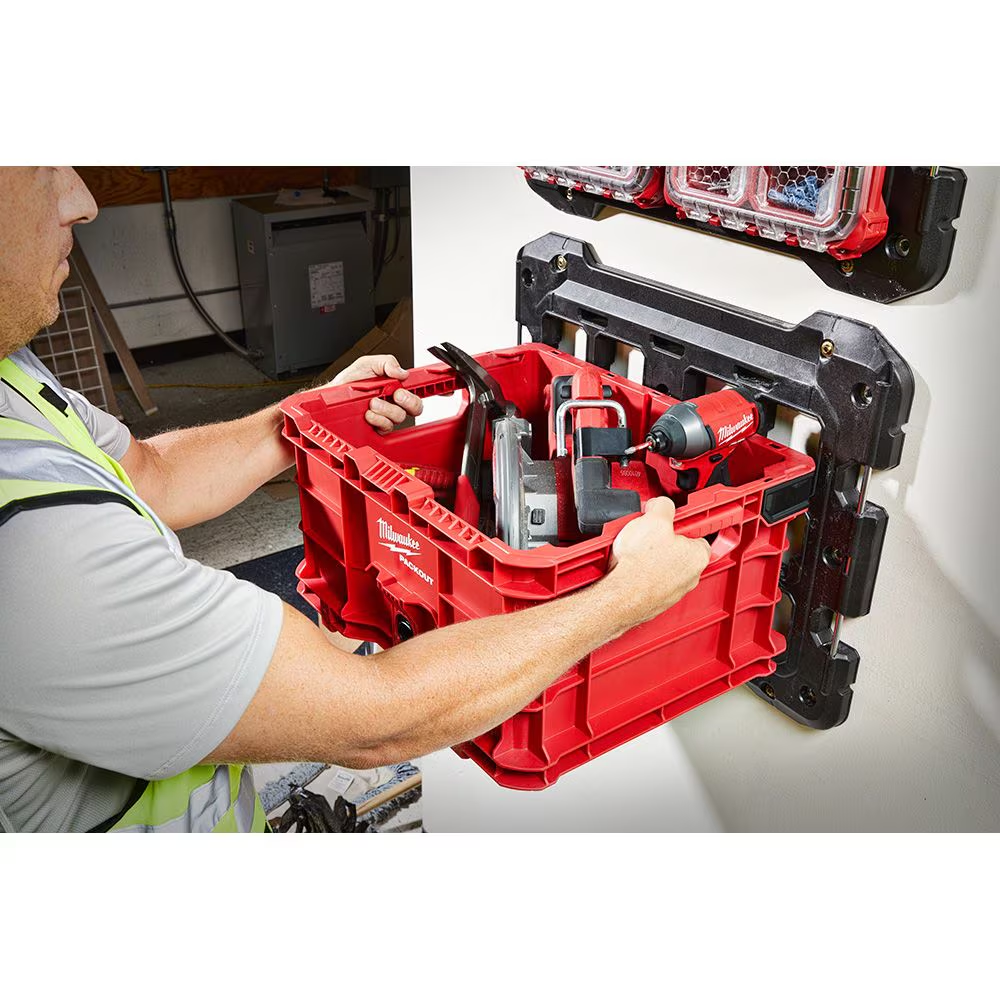 Milwaukee 48-22-8440 PACKOUT 18.6 in. Tool Storage Crate Bin with Carrying Handles and 50 lbs. Weight Capacity