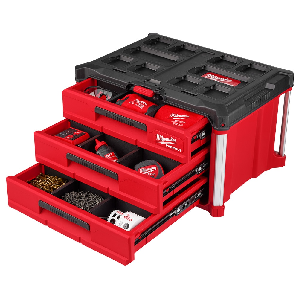 Milwaukee 48-22-8443 PACKOUT 22-inch Modular 3-Drawer Tool Box with Metal Reinforced Corners