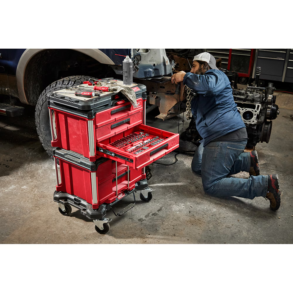 Milwaukee 48-22-8443 PACKOUT 22-inch Modular 3-Drawer Tool Box with Metal Reinforced Corners
