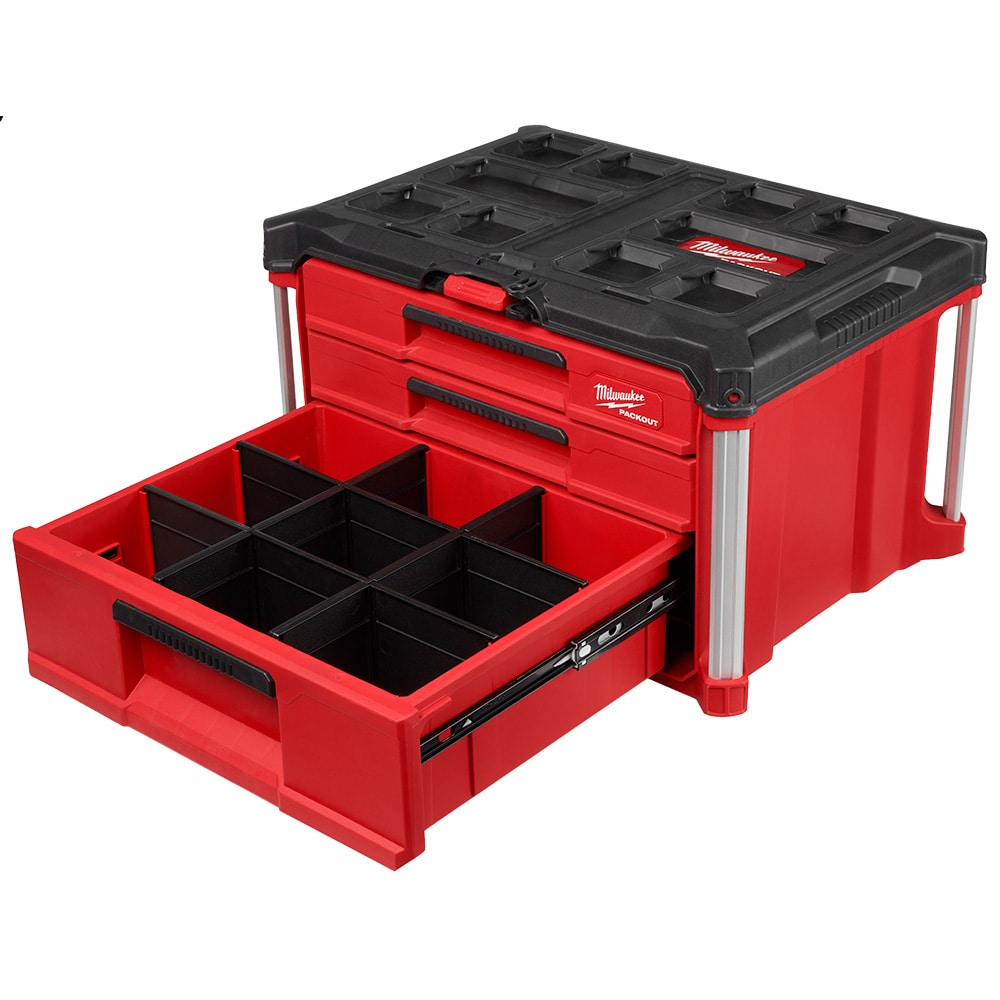 Milwaukee 48-22-8447 PACKOUT 22-inch Modular 3-Drawer Multi Drawer Tool Box with Metal Reinforced Corners