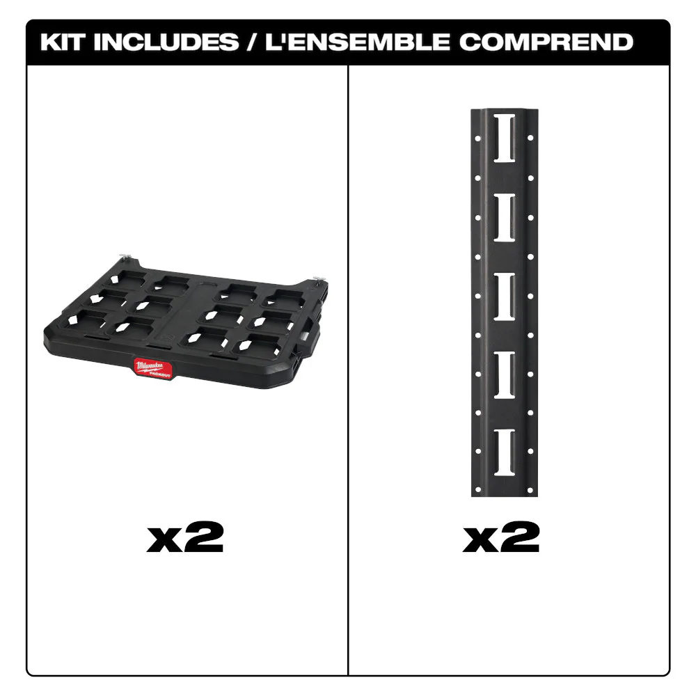 Milwaukee 48-22-8480 PACKOUT 22.3 in. Black Resin Racking Kit with Metal Reinforced Frame and Integrated Handle