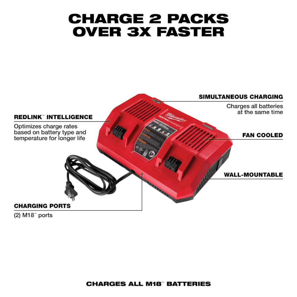 Milwaukee 48-59-1802 18V M18 Lithium-Ion Battery Dual Bay Rapid Charger