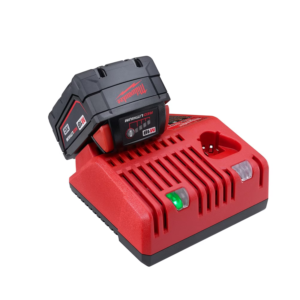 Milwaukee 48-59-1850 18V M18 Lithium-Ion Extended Capacity (XC) 5.0 Ah REDLITHIUM Battery with Multi-Voltage Charger