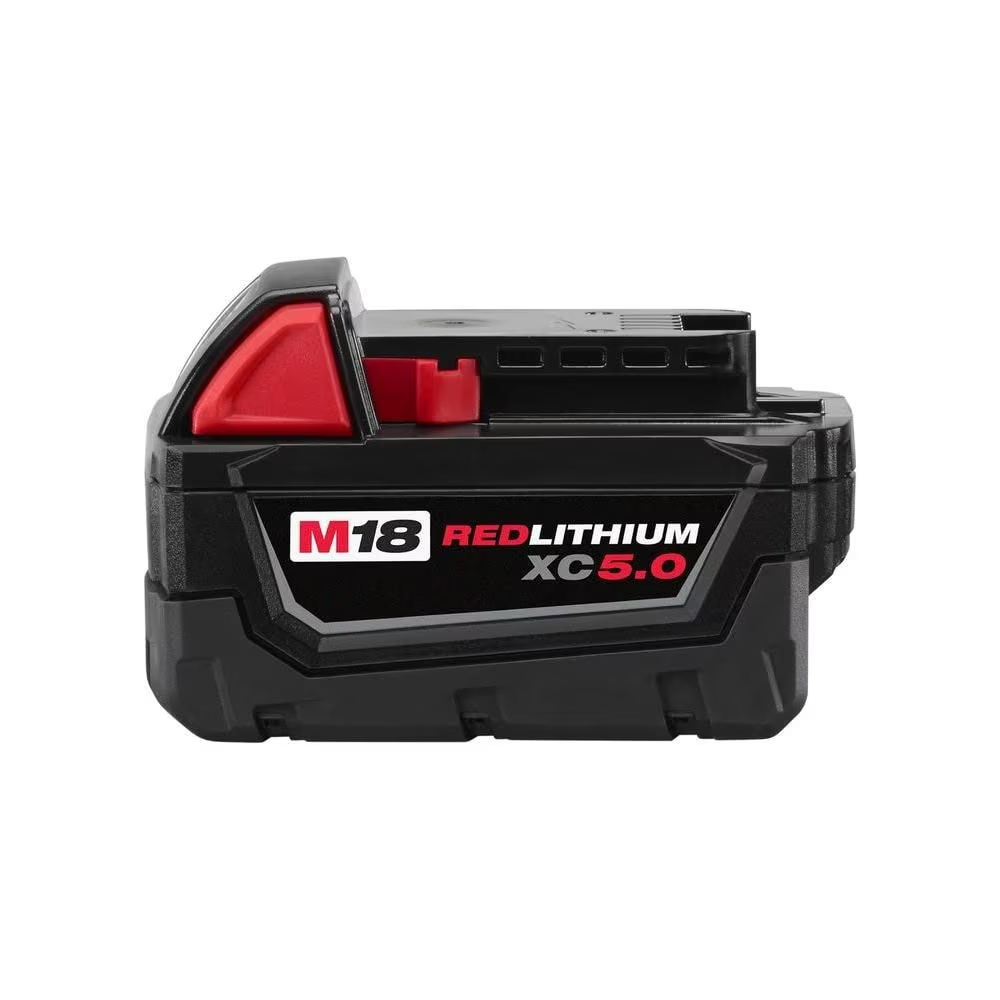 Milwaukee 48-59-1850 18V M18 Lithium-Ion Extended Capacity (XC) 5.0 Ah REDLITHIUM Battery with Multi-Voltage Charger