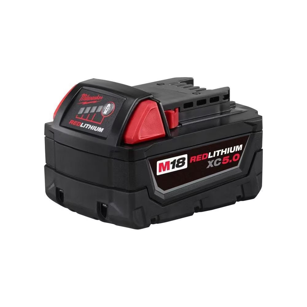 Milwaukee 48-59-1850 18V M18 Lithium-Ion Extended Capacity (XC) 5.0 Ah REDLITHIUM Battery with Multi-Voltage Charger