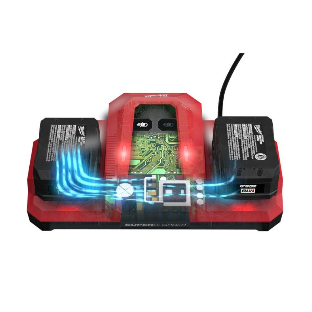 Milwaukee 48-59-1866 18V M18 Li-Ion Extended Capacity (XC) 6.0 Ah REDLITHIUM FORGE Starter Kit w/ Super Charger (2-Pack)