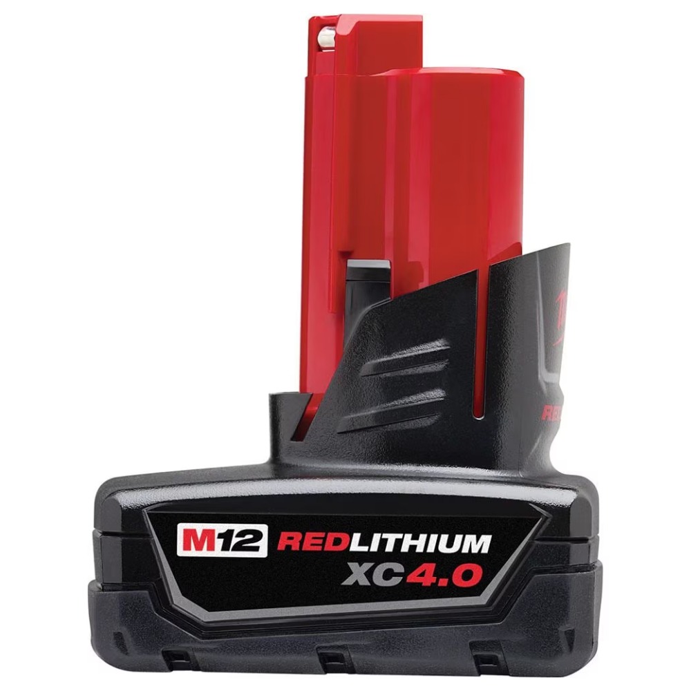 Milwaukee 48-59-2442SPC 12V M12 Lithium-Ion Extended Capacity (XC) 4.0 Ah REDLITHIUM Battery with Charger and Bag (2-Pack)