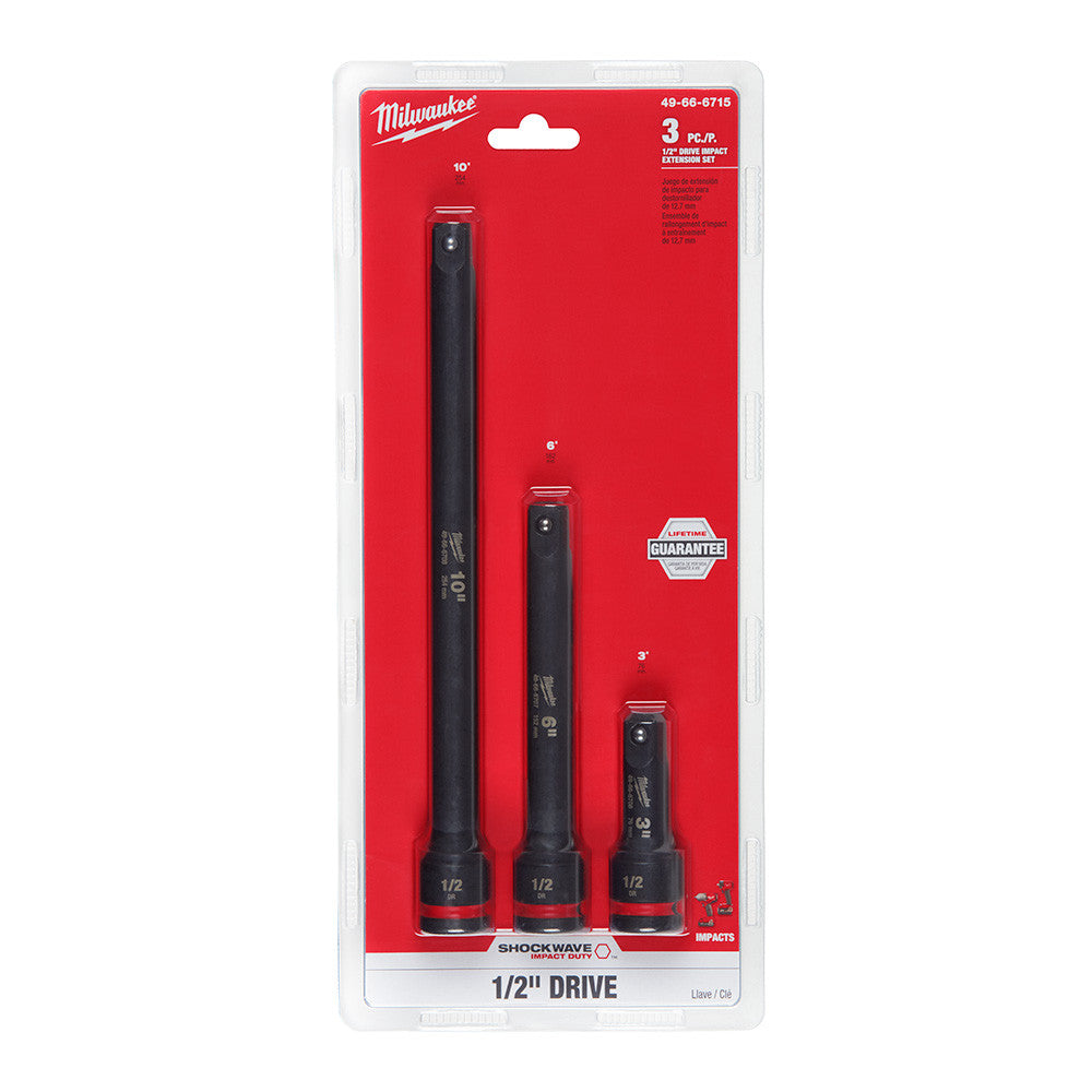 Milwaukee 49-66-6715 3pc SHOCKWAVE Impact Duty 1/2in Drive Extension Set