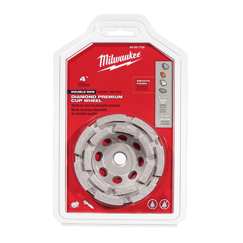 Milwaukee 49-93-7750 4in Double Row Segmented Diamond Cup Wheel
