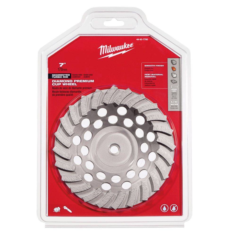 Milwaukee 49-93-7795 7in Segmented Turbo Diamond Cup Wheel