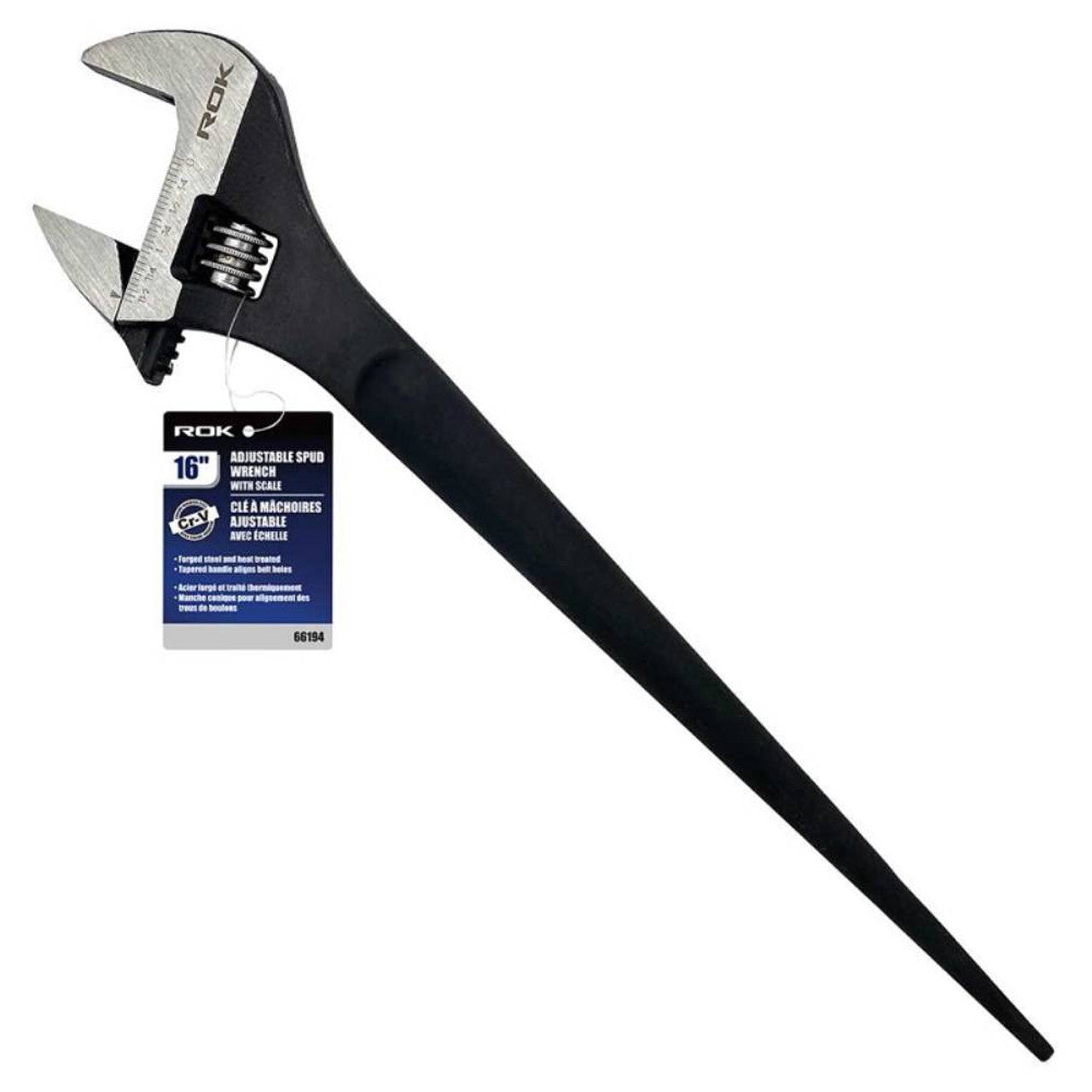 ROK 66194 16in Adjustable Spud Wrench with Scale
