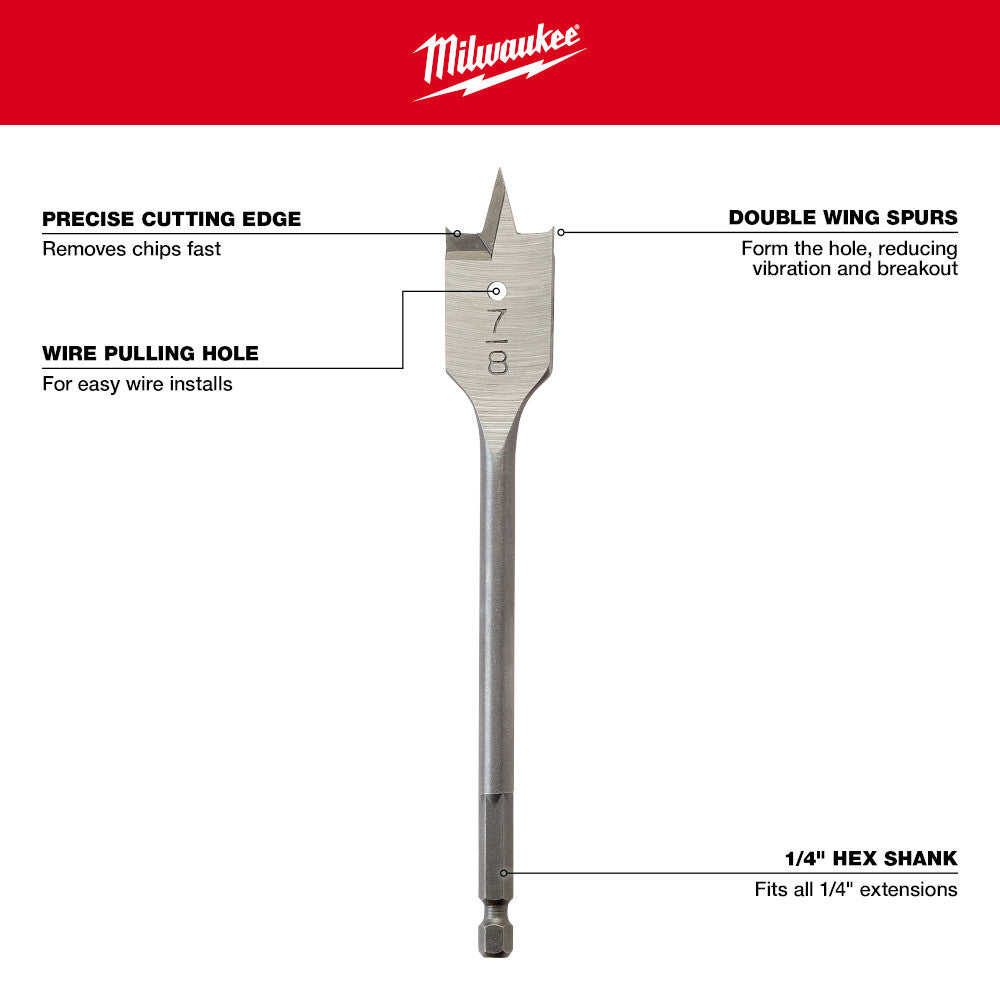 Milwaukee 48-27-0621 5/8in x 6in Flat Boring Bit
