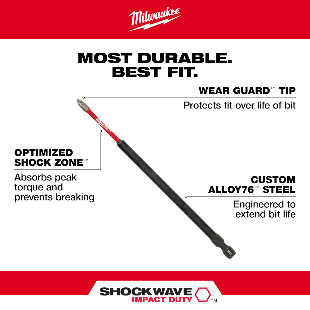 Milwaukee 48-32-4809 SHOCKWAVE Impact Duty 6in x #3 Square Power Bit