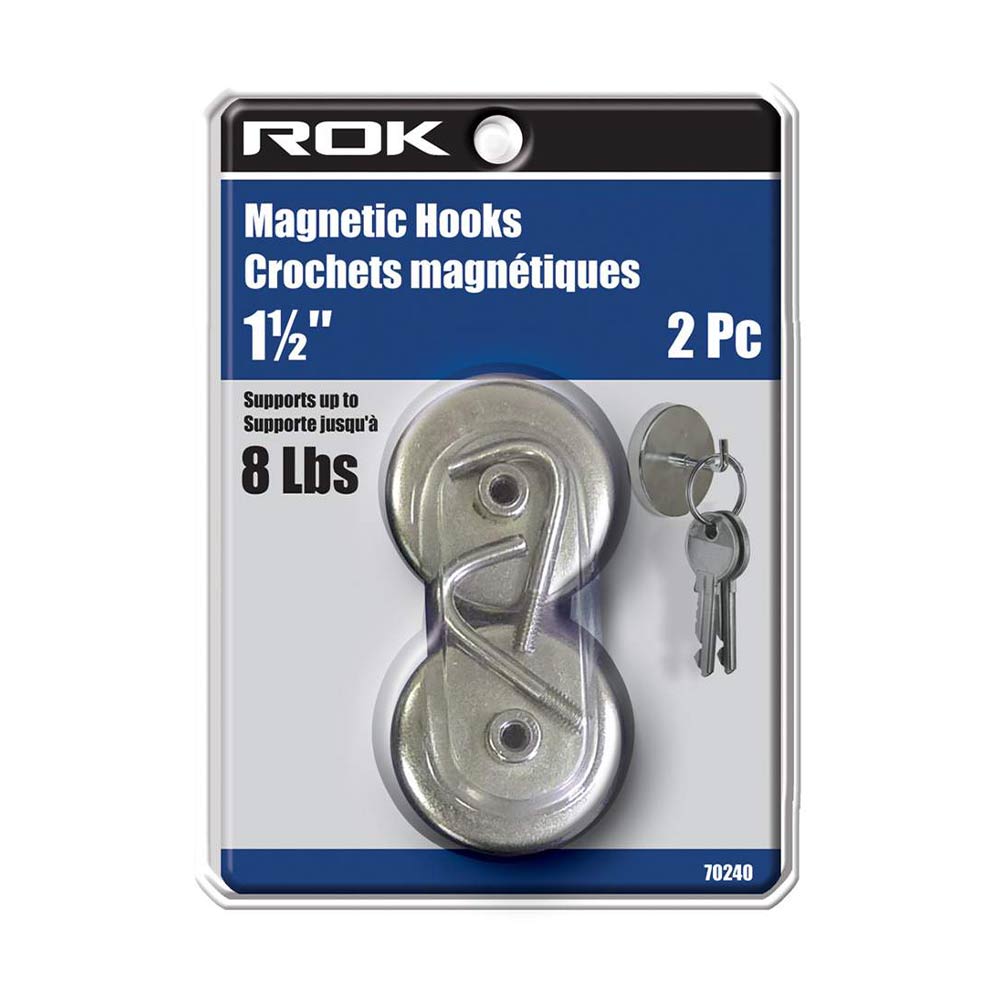 ROK 70240 1-1/2in 2pc Magnetic Hooks Set