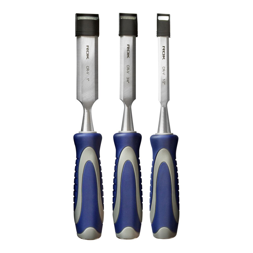 3 Pcs Cr-V Wood Chisel Set | Rubber Grip Chisels