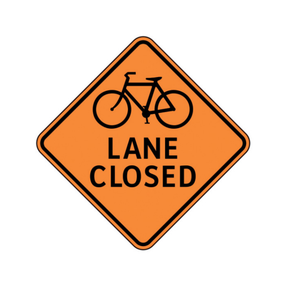 Bike (Symbol), Lane Closed Aluminum Sign - 75x75cm and 120x120cm