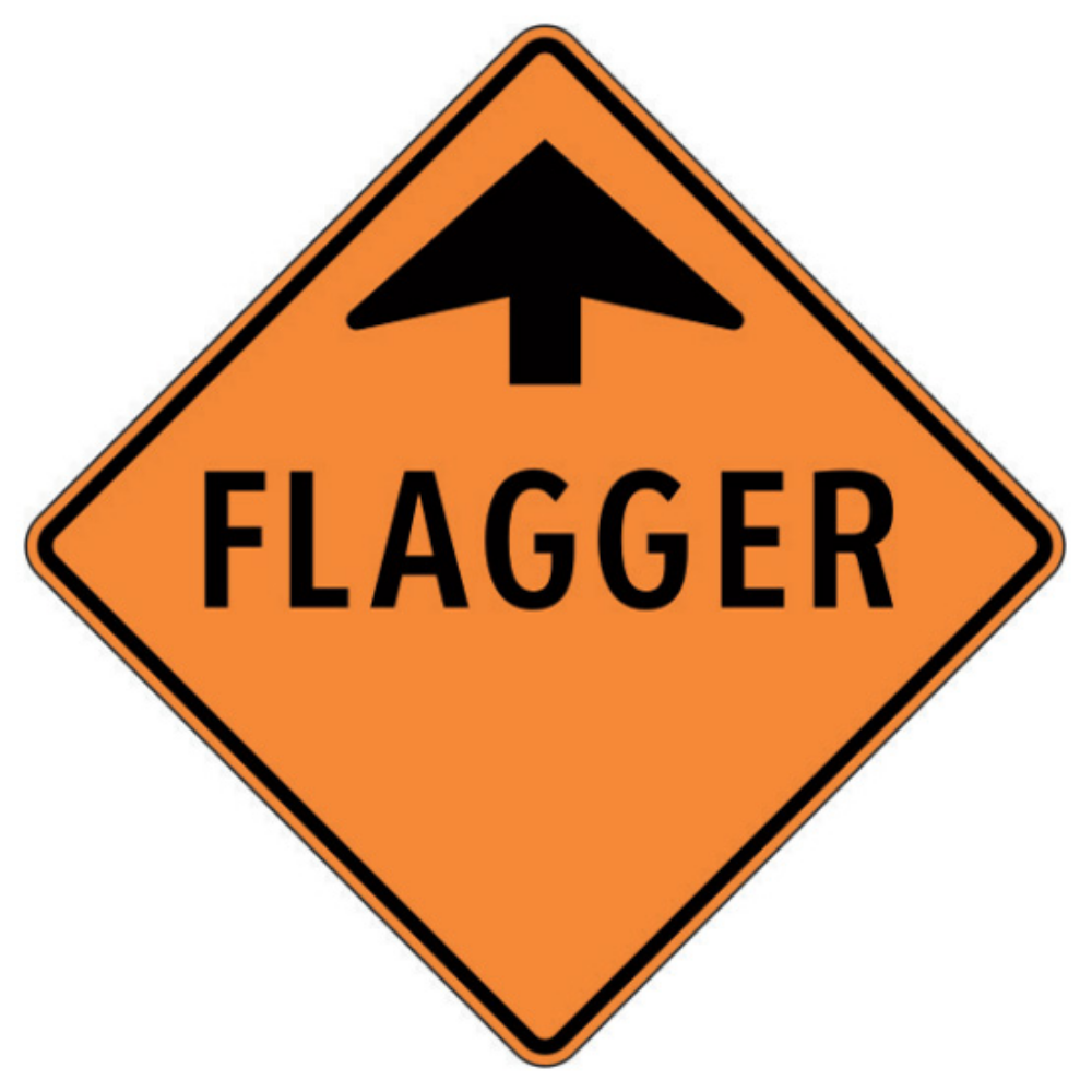 Flagger (Ahead Arrow) Aluminum Sign - 75x75cm and 120x120cm