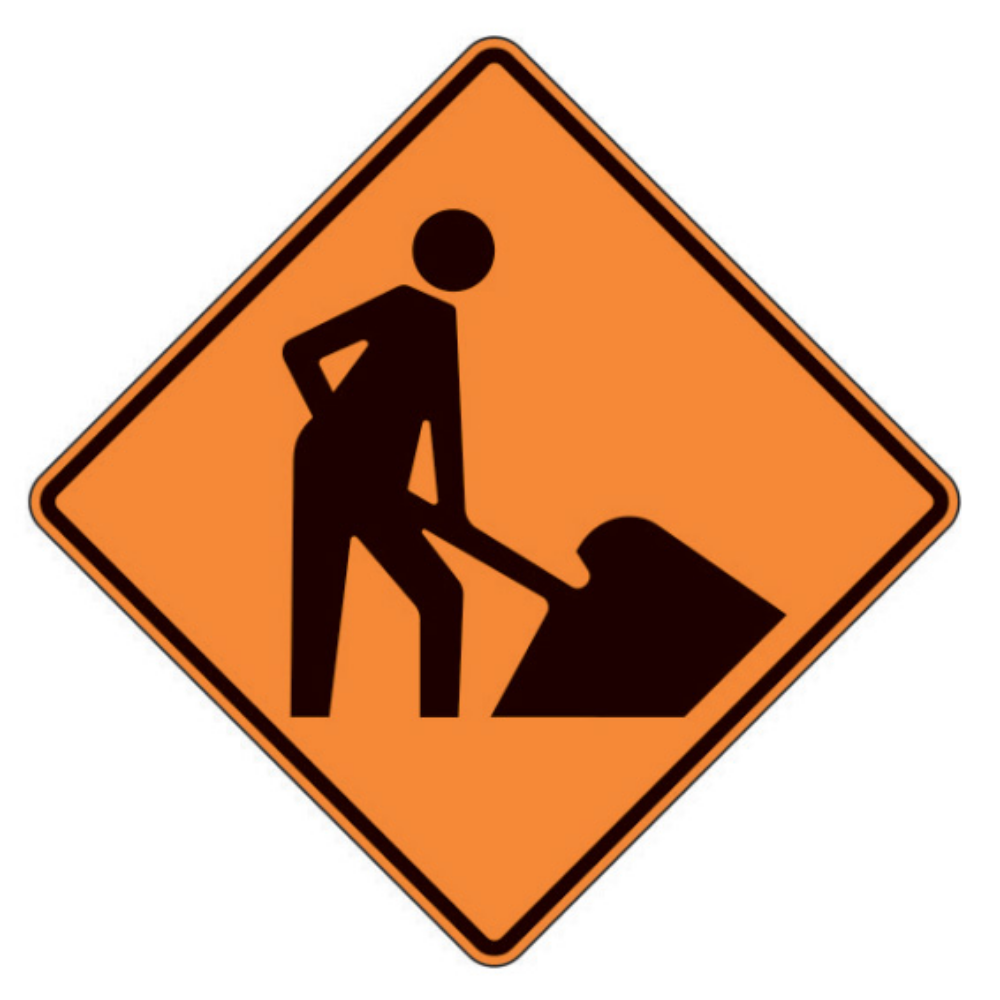 Crew Working (Symbol) Aluminum Sign - 75x75cm and 120x120cm