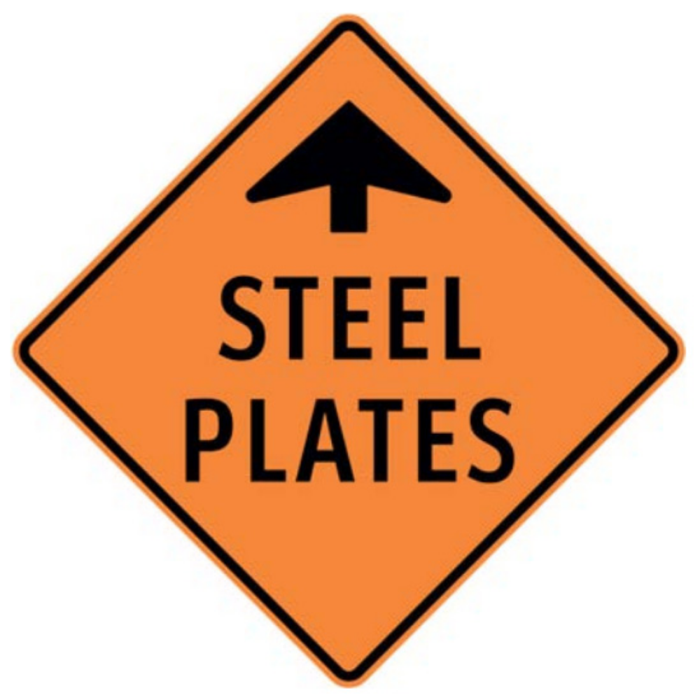 Steel Plates (Ahead Arrow) Aluminum Sign - 75x75cm and 120x120cm