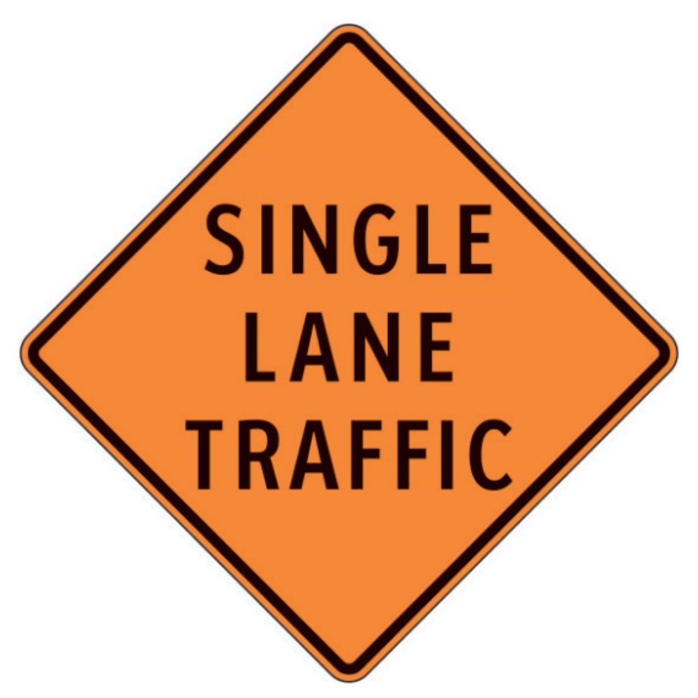 Single Lane Traffic Aluminum Sign - 75x75cm and 120x120cm