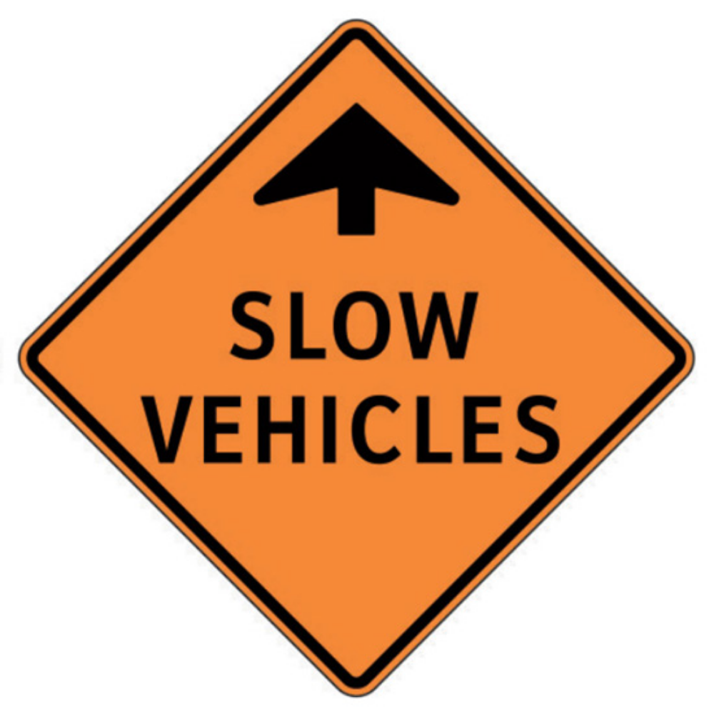 Slow Vehicle (Ahead Arrow) Aluminum Sign - 75x75cm and 120x120cm