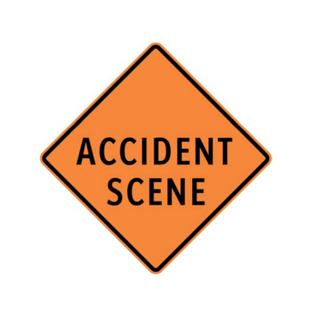 Accident Scene Aluminum Sign - 75x75cm and 120x120cm