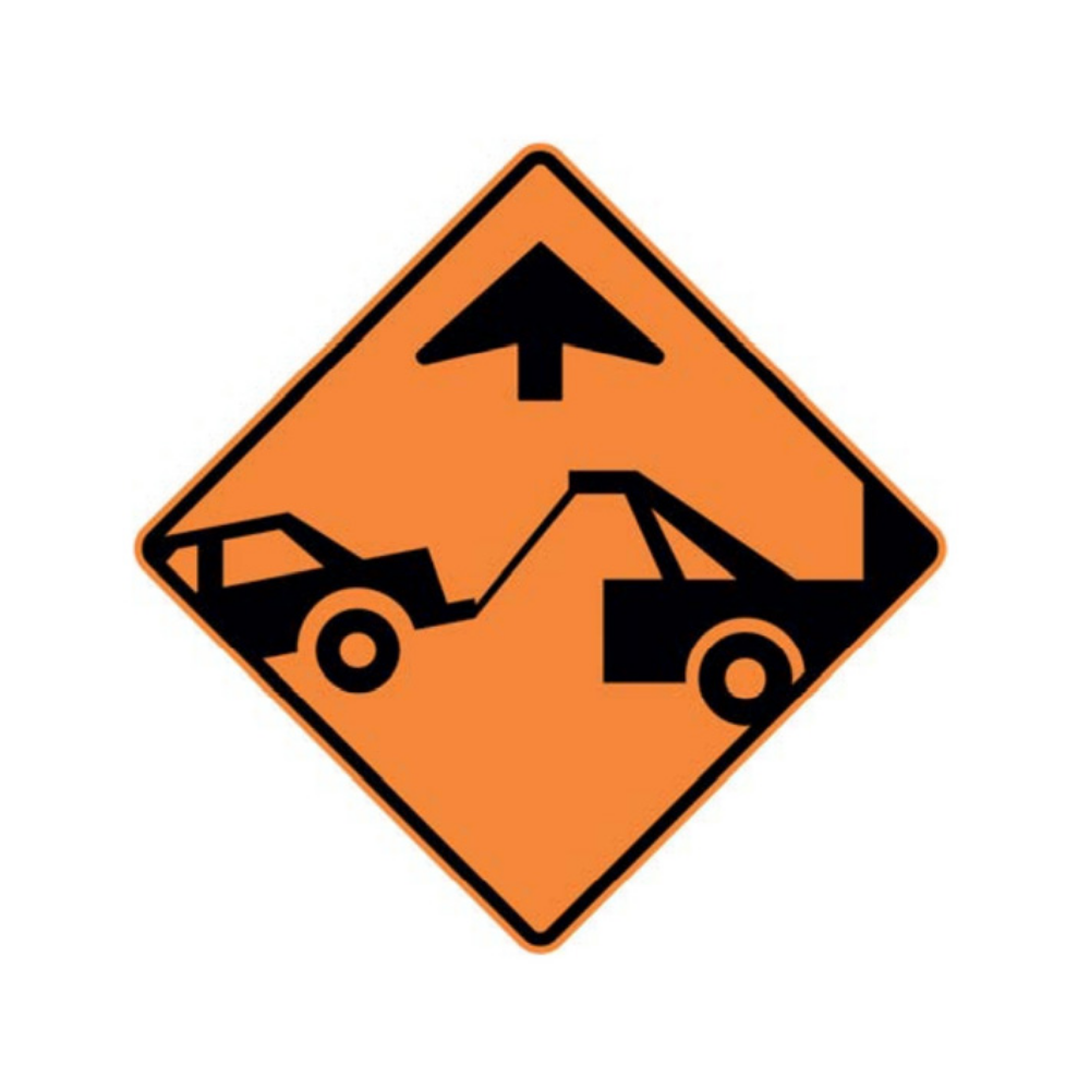 Tow Truck (Symbol)(Ahead Arrow) Aluminum Sign - 75x75cm and 120x120cm