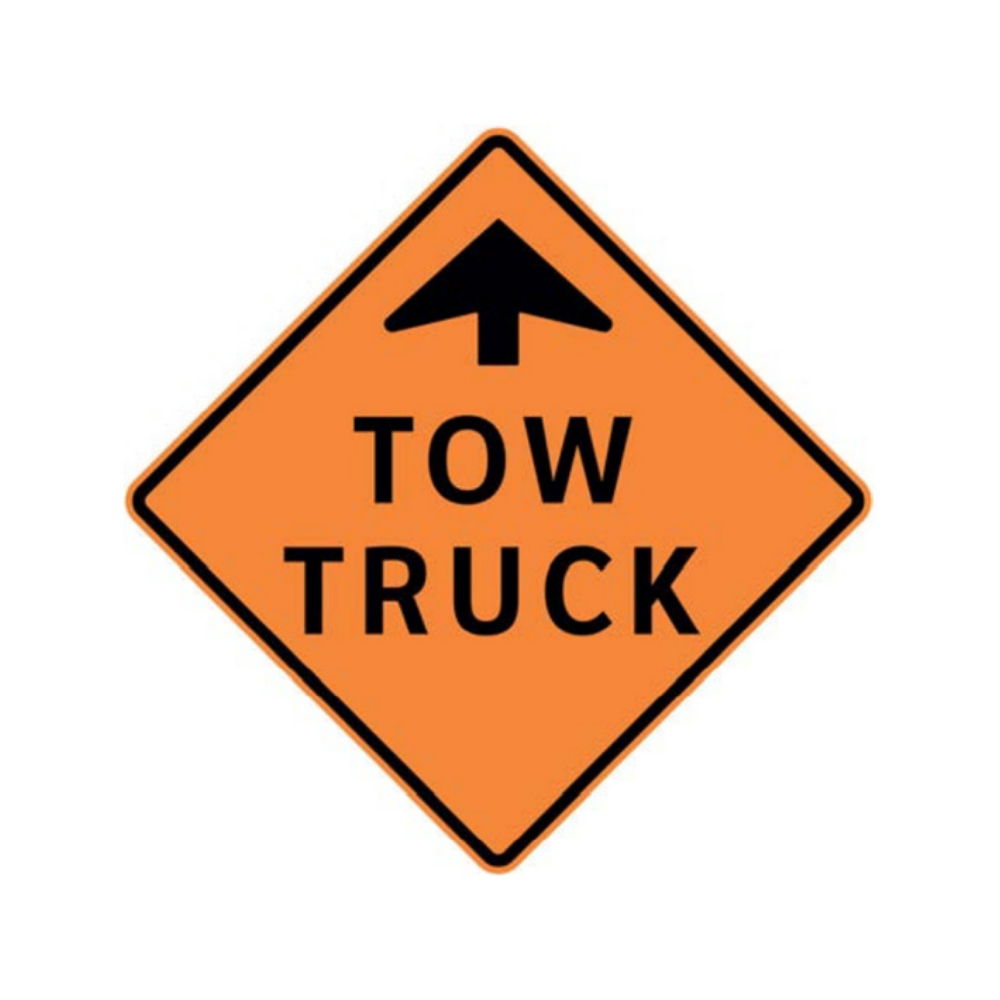 Tow Truck (Ahead Arrow) Aluminum Sign - 75x75cm and 120x120cm