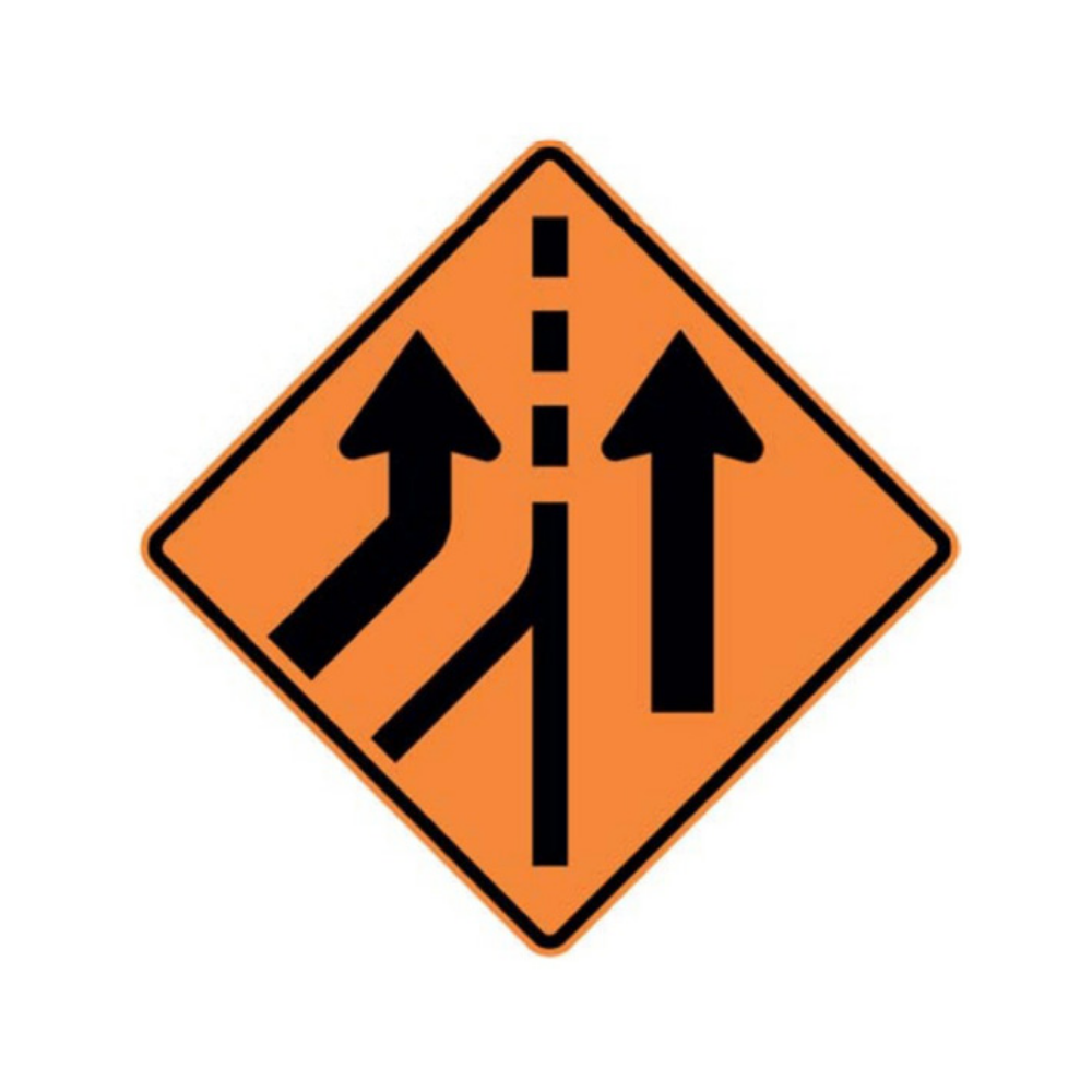 Lane Coming Together From Left (Arrows) Aluminum Sign - 75x75cm and 120x120cm