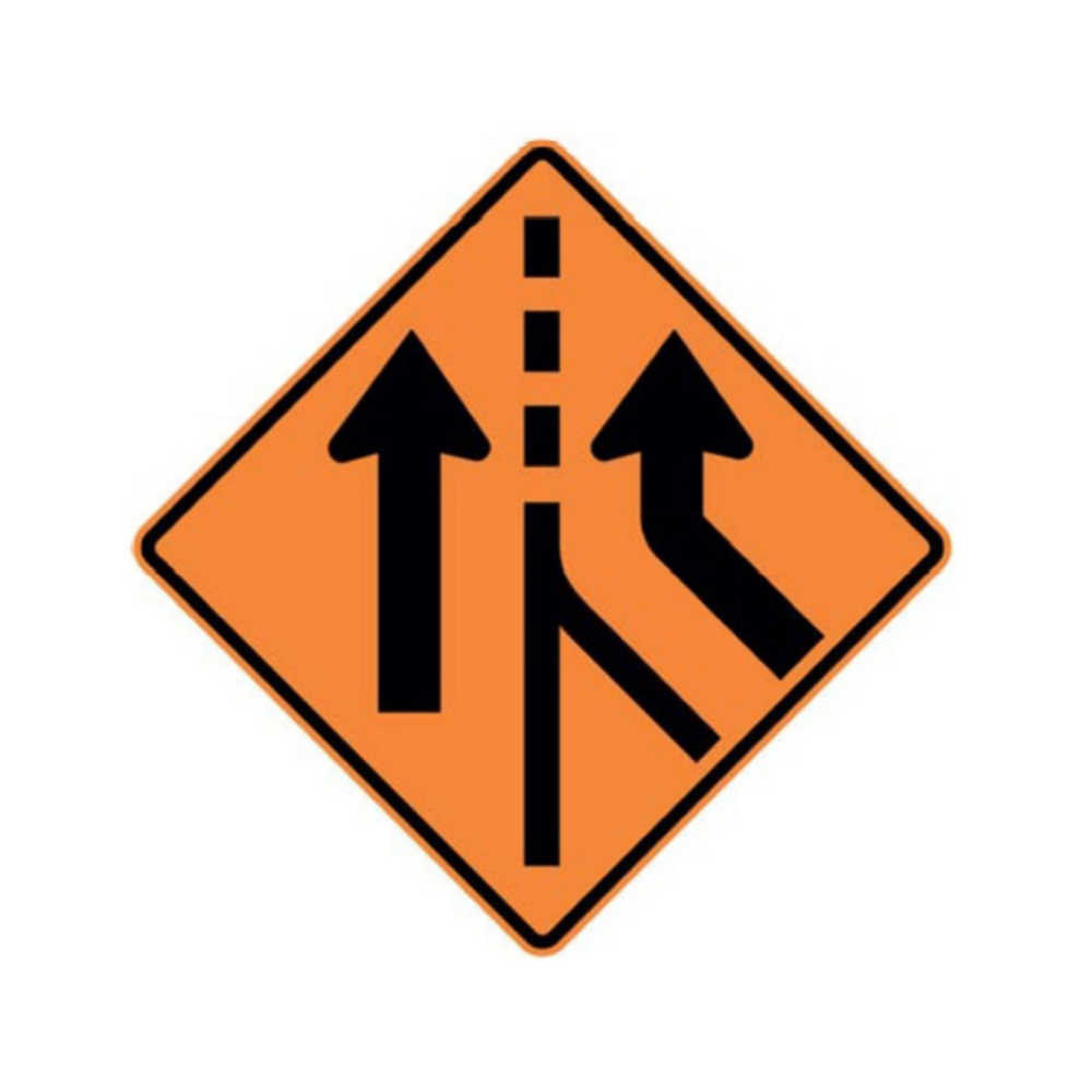 Lane Coming Together From Right (Arrows) Aluminum Sign - 75x75cm and 120x120cm