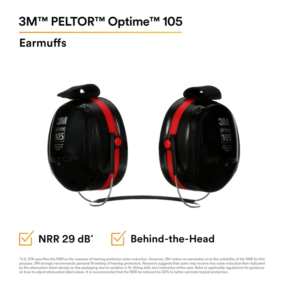 3M™ PELTOR™ Optime™ 105 Earmuffs, H10B, Behind-the-Head