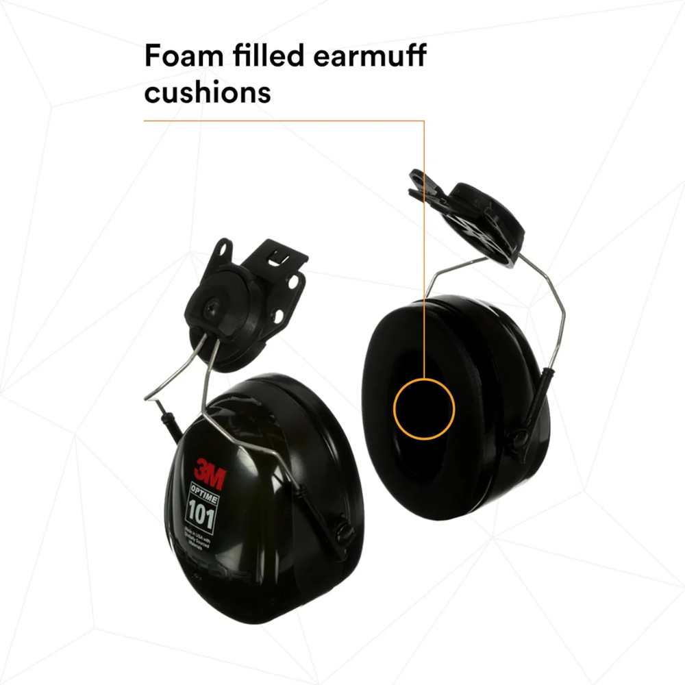 3M™ PELTOR™ Optime™ 101 Earmuffs, H7P3E, Hard Hat Attached
