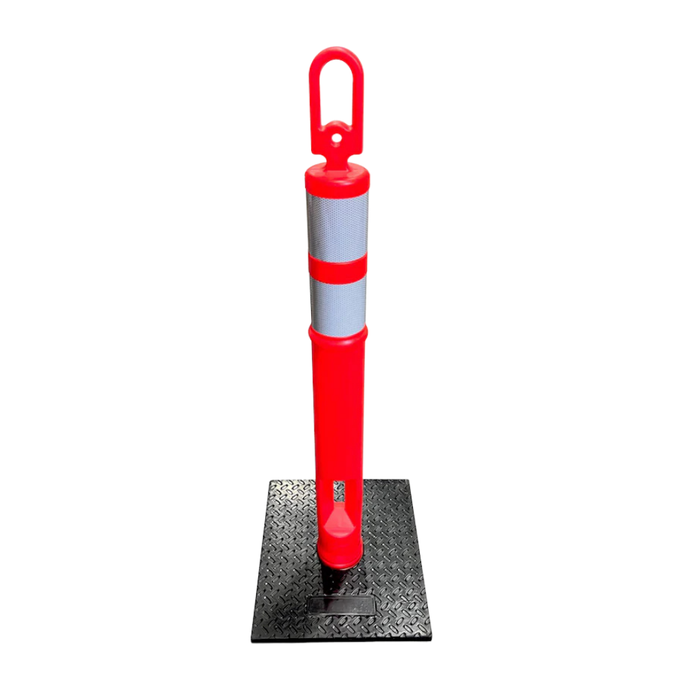 44” High-Visibility Delineator Post with Recycled Rubber Base