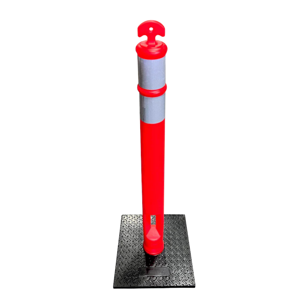 44” High-Visibility Delineator Post with Recycled Rubber Base
