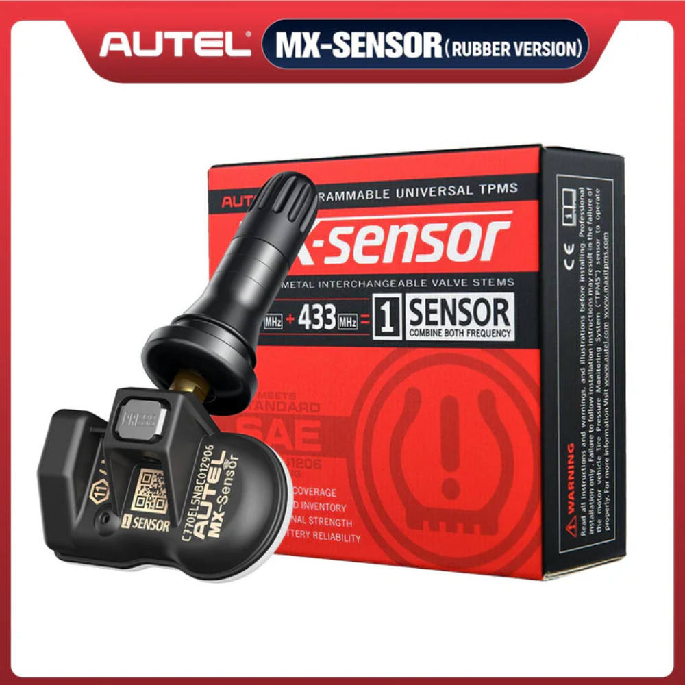 Autel MX-Sensor 1-Sensor – Universal Programmable TPMS (315MHz + 433MHz) with Press-in Rubber Valve Stem