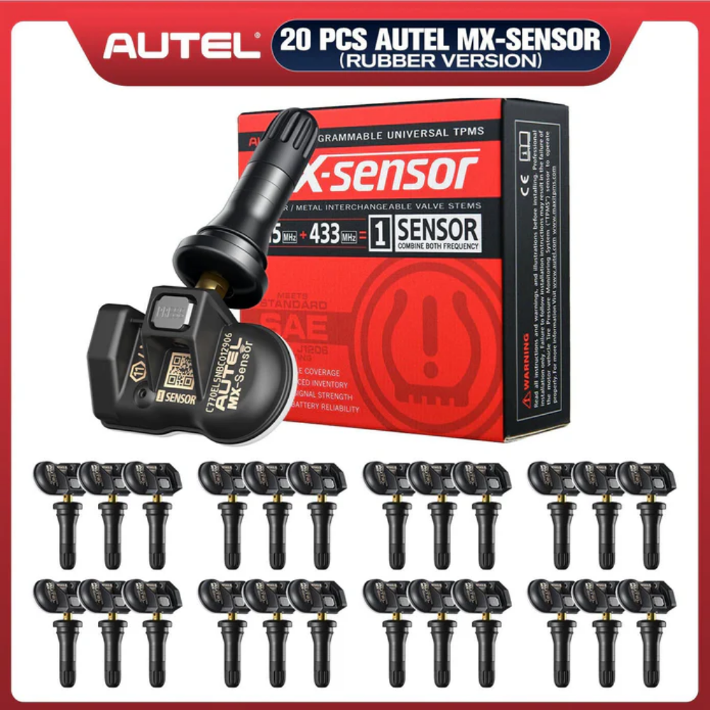 Autel MX-Sensor 1-Sensor – Universal Programmable TPMS (315MHz + 433MHz) with Press-in Rubber Valve Stem