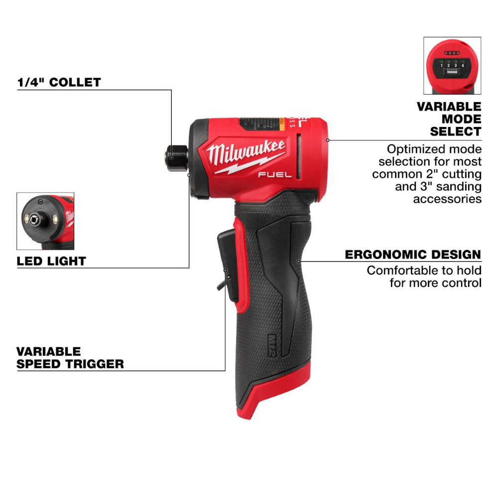 Milwaukee 3485-20 Tool 12-Volt M12 FUEL Lithium-Ion Brushless Cordless 1/4" Right Angle Die Grinder