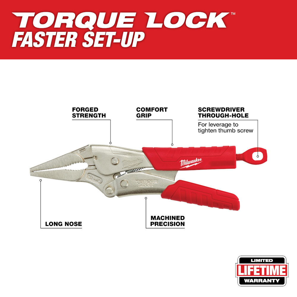 Milwaukee 48-22-3409 9in TORQUE LOCK Long Nose Locking Pliers with Grip