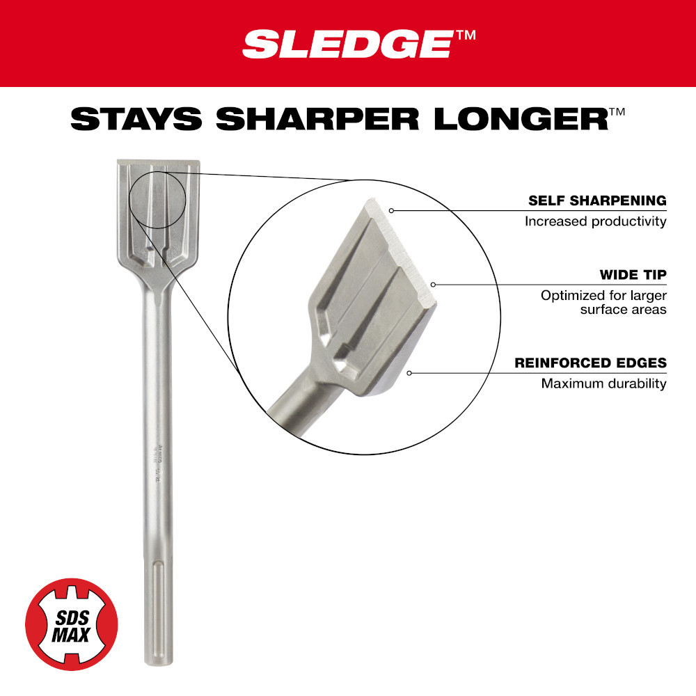 Milwaukee 48-62-4089 2in x 12in SDS MAX SLEDGE Scraping Chisel