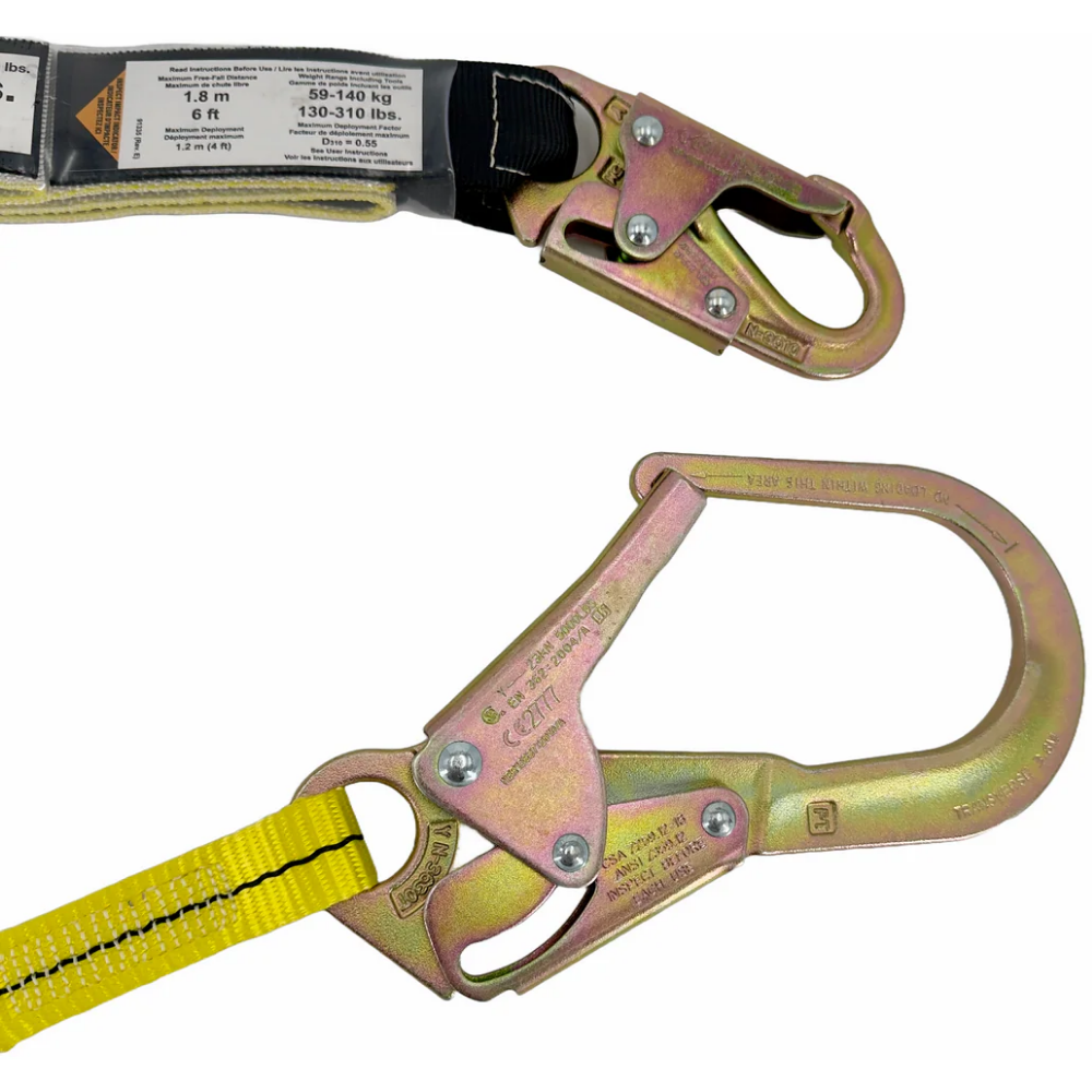 LEO Lanyard 4' -6' Adjustable / Snap Hook / 2.5" Hook / Shock Pack