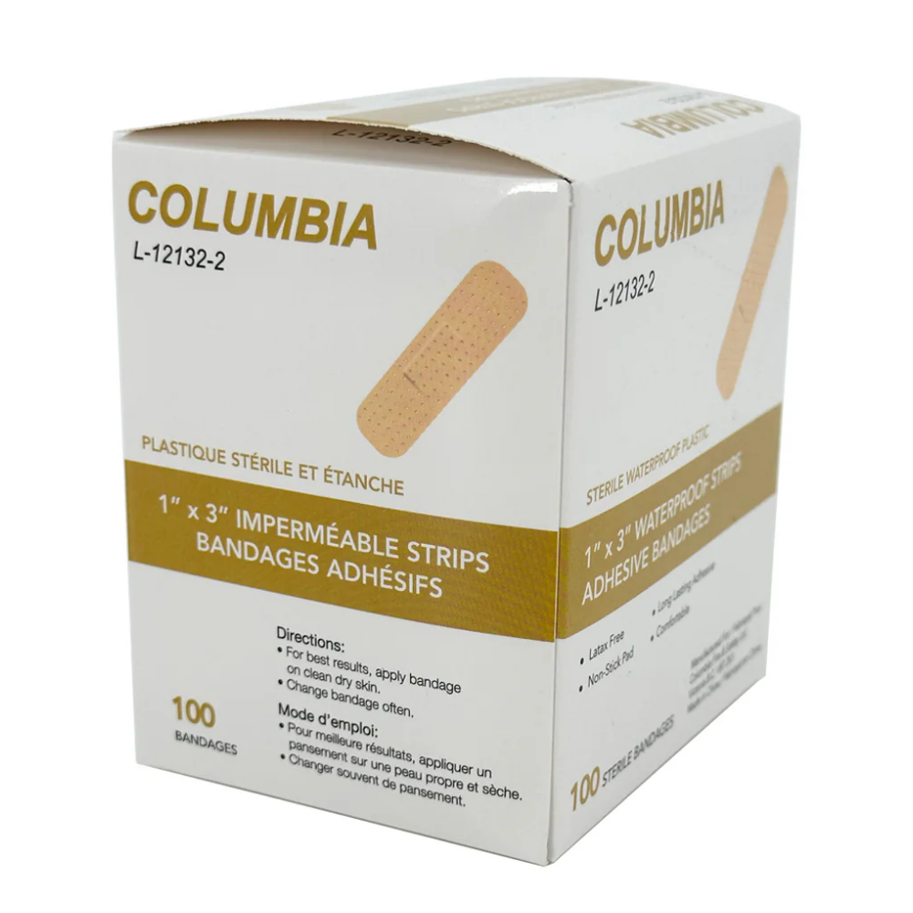 LEO Bandaids Sterile Waterproof Strip 1" X 3" ( 2.5 x 7.5cm ) 100/BOX