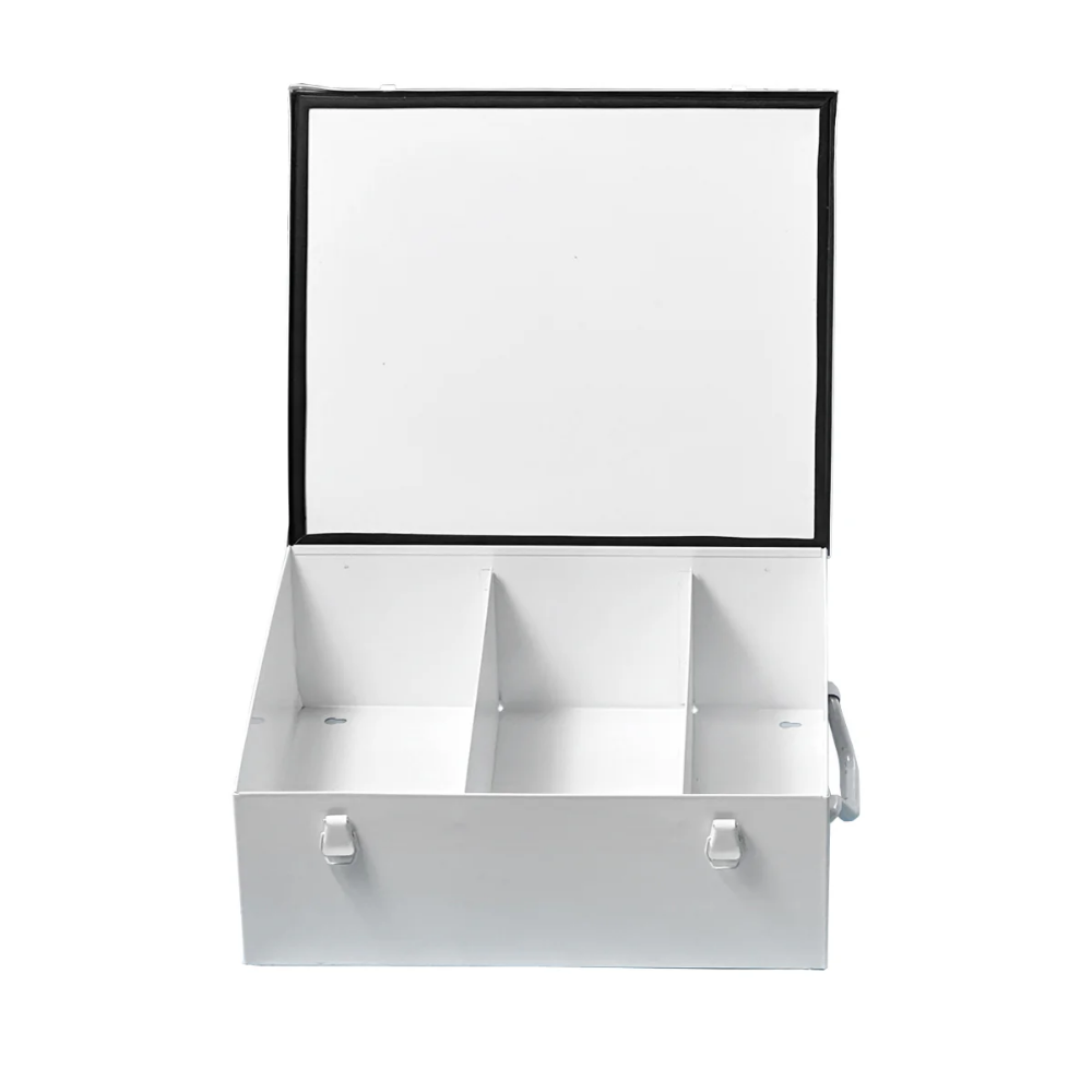 LEO Metal Box (9FX) with Partition 16.5x14x6 inch - White
