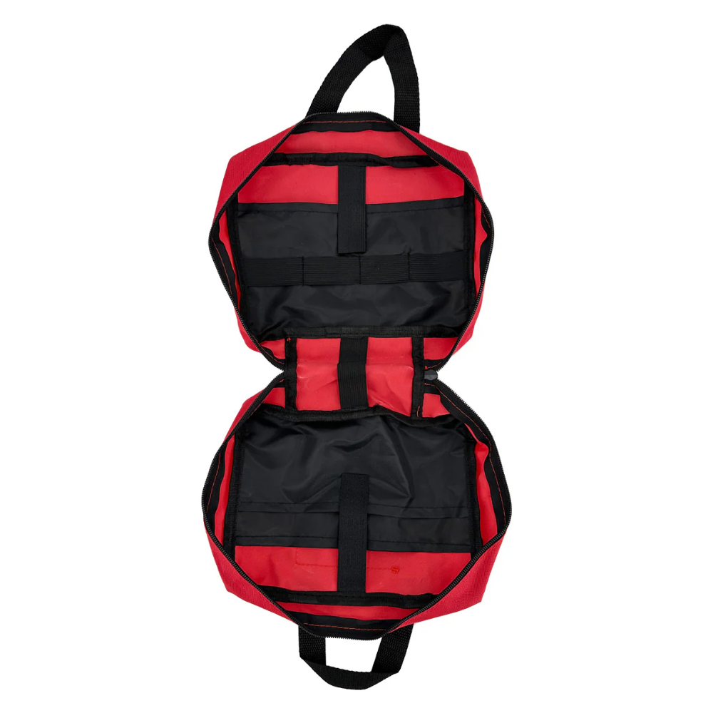LEO Red Nylon First Aid Bag with Card Slot – Compact & Durable (21 x 7 x 18 cm)