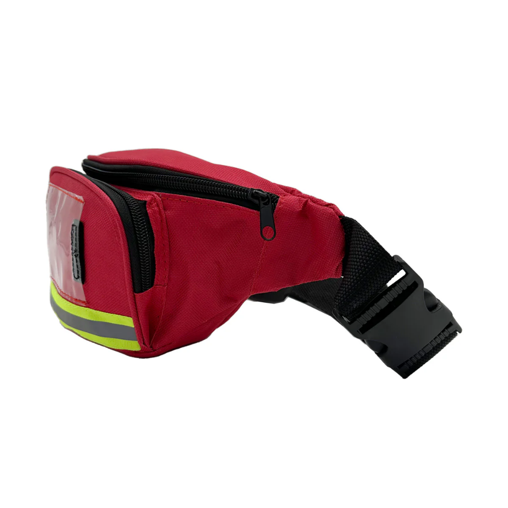 LEO Bag, Red Nylon Fanny Pack with Card Slot F/ First Aid Kits