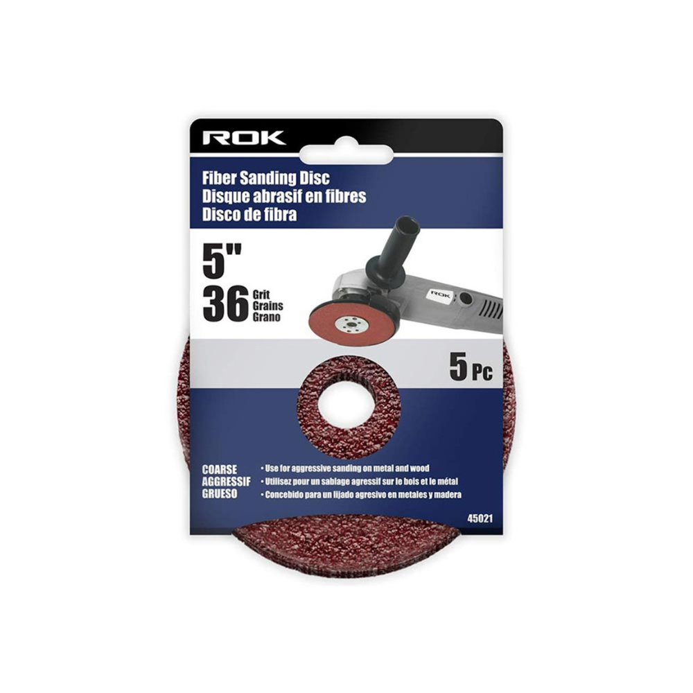 ROK 45020 5in Grit Fibre Sanding Discs - 5pk