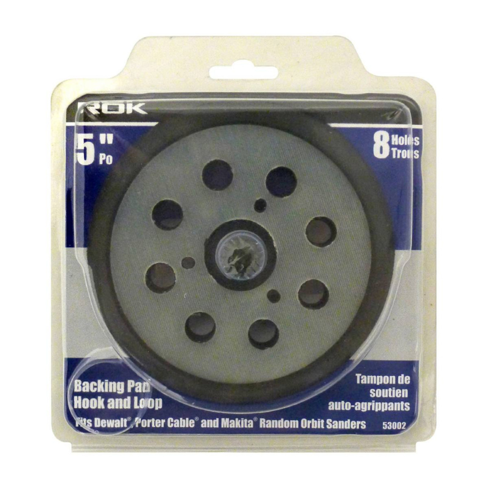 ROK 53002 5in Replacement Hook & Loop Backing Pad with 3 Mounting Holes