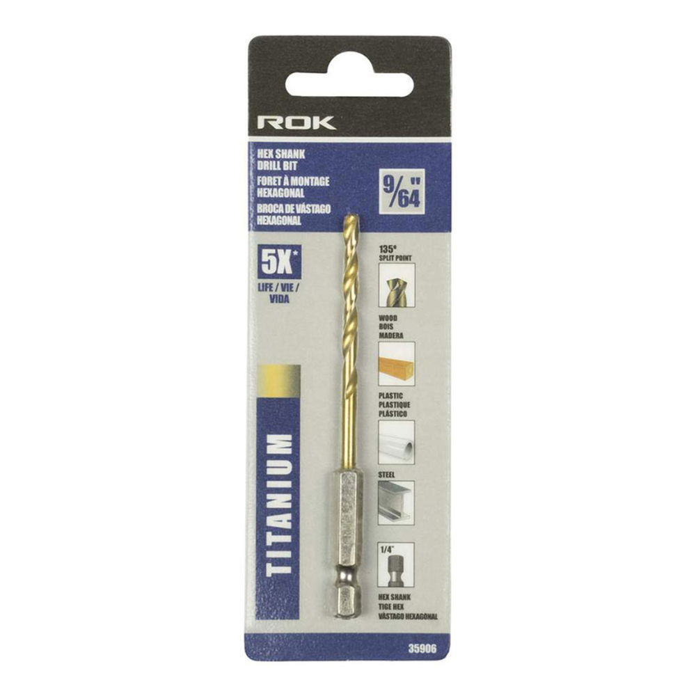ROK 35906 9/64in Hex Shank Titanium Drill Bit