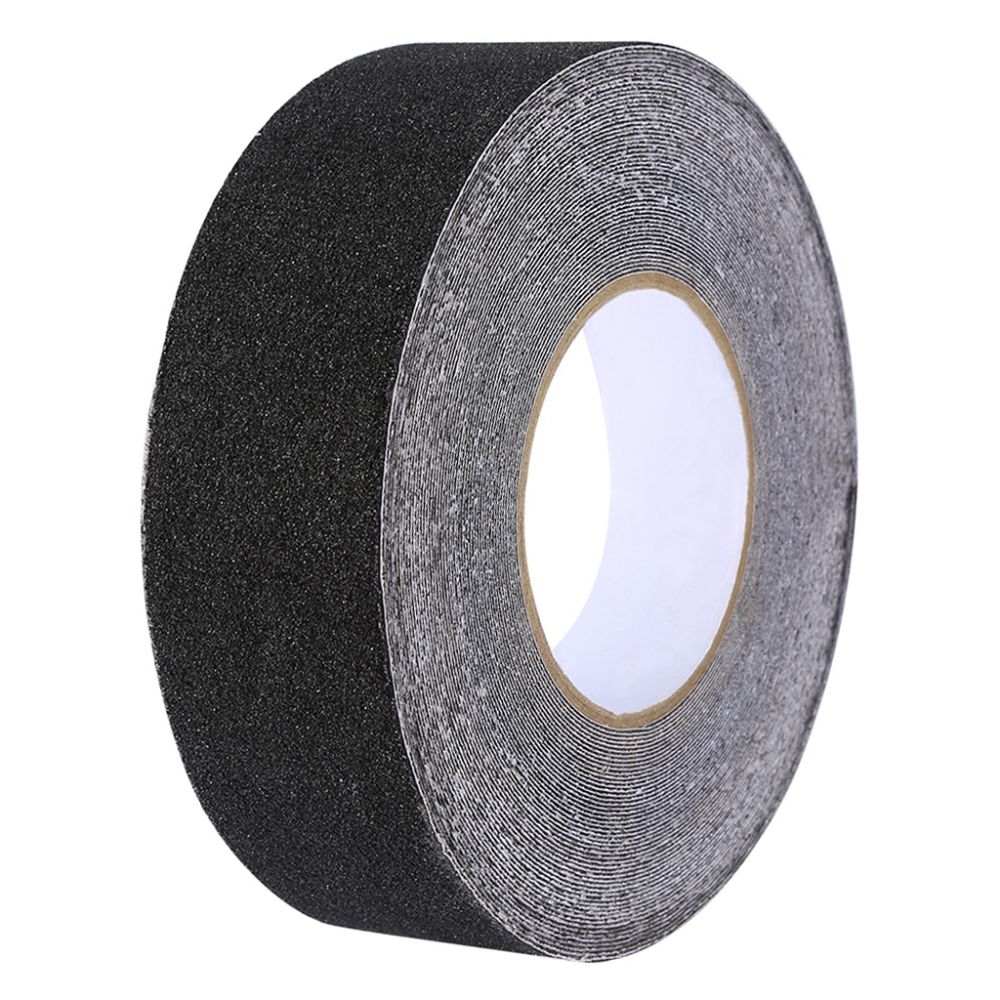 Black non-skid slip-resistant safety tread tape roll, 144mm x 18m, 32 mil