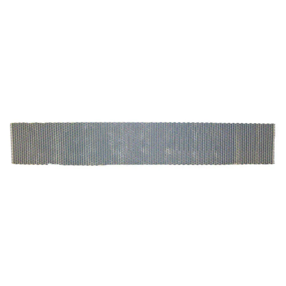 An unfolded flexible aluminum metal splint with a textured mesh surface for emergency bone and limb immobilization.